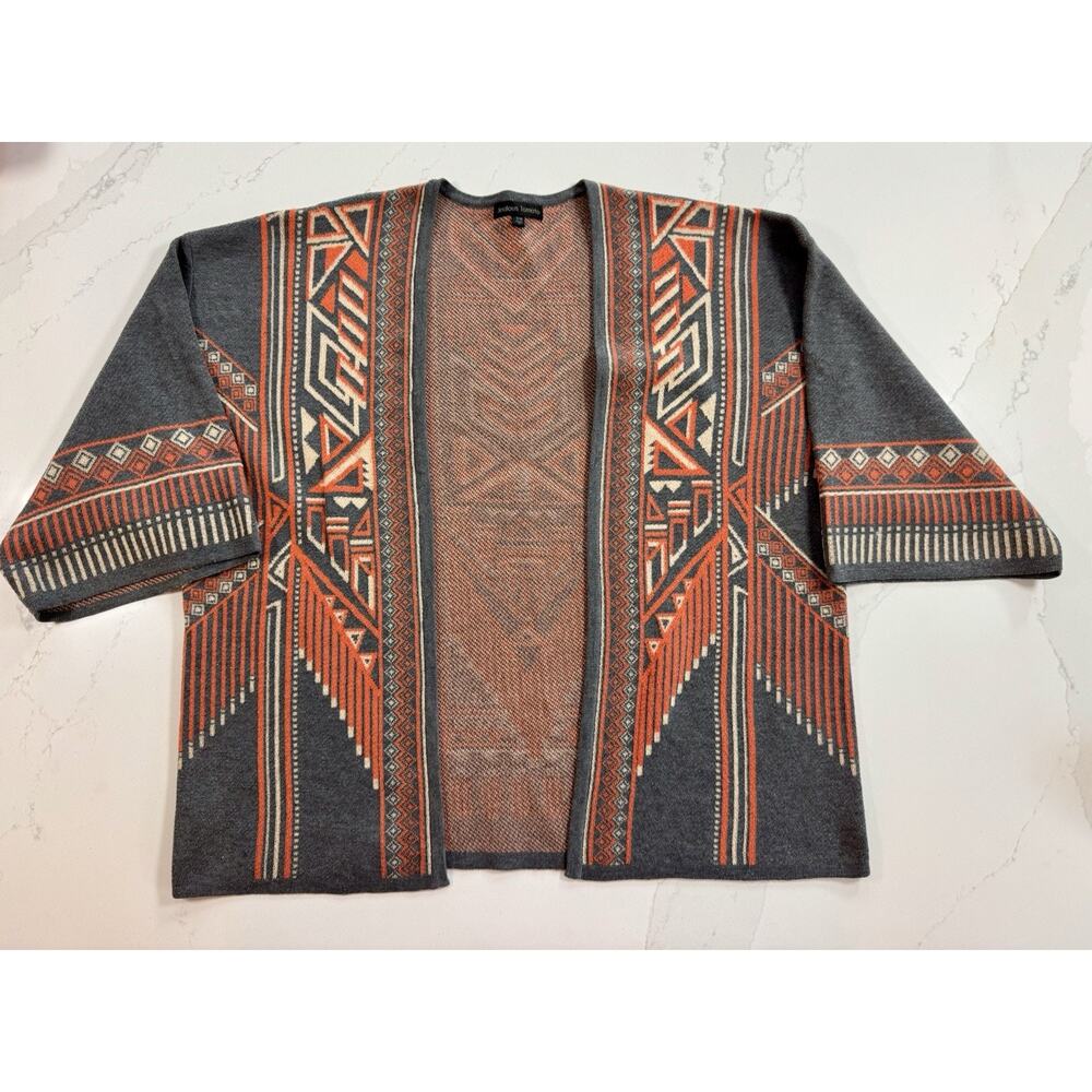 Aztec Tribal Cardigan Sweater Boho Southwestern Open Front S M Jealous Tomato